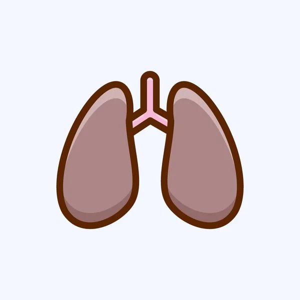 Icono Lungs Adecuado Para Símbolo Educación Estilo Plano Diseño Simple — Archivo Imágenes Vectoriales