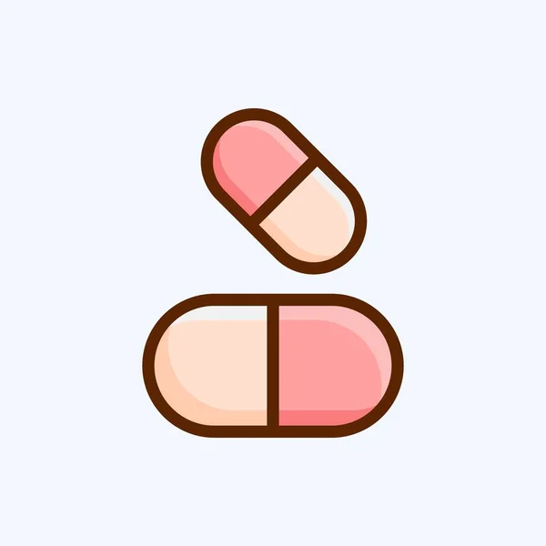 Icon Pills Adecuado Para Símbolo Educación Estilo Plano Diseño Simple — Vector de stock