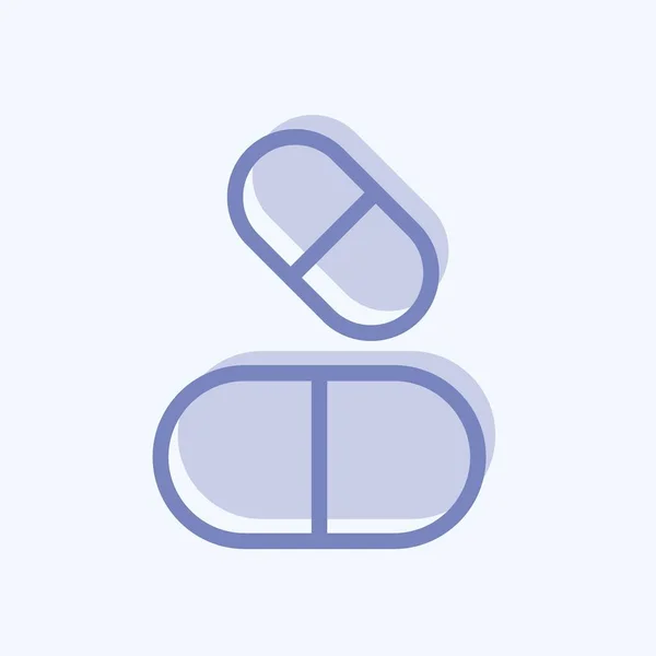Χάπια Εικονιδίου Κατάλληλο Για Εκπαιδευτικό Σύμβολο Δύο Τόνος Στυλ Απλό — Διανυσματικό Αρχείο
