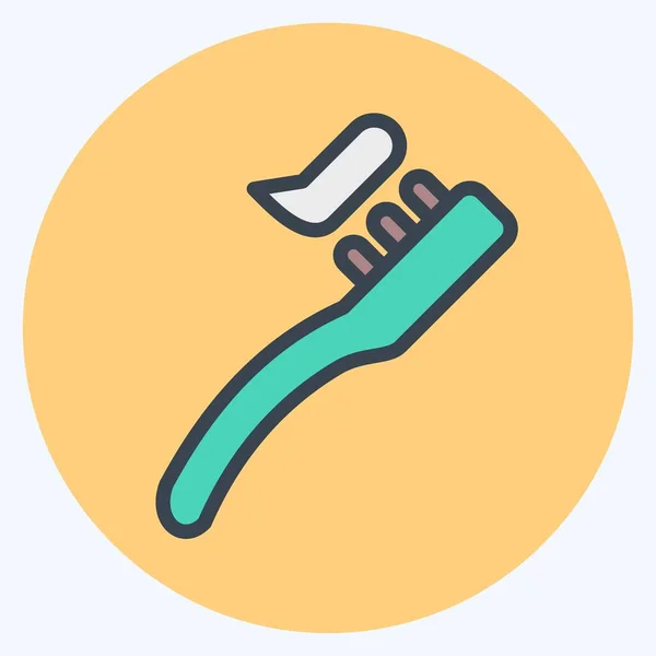 Icon Toothbrush Suitable Medicine Symbol Color Mate Style Simple Design — Stock Vector