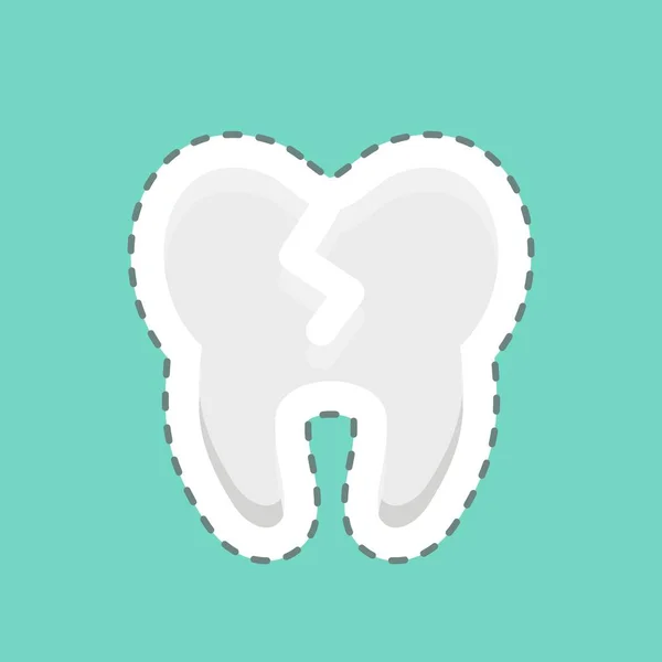 Línea Pegatina Cortó Bad Tooth Adecuado Para Símbolo Medicina Diseño — Archivo Imágenes Vectoriales