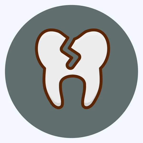 Icon坏牙齿 适合医药符号 平坦的风格 简单的设计可以编辑 设计模板向量 简单的例子 — 图库矢量图片