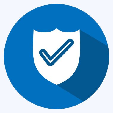 Simge Savunması. Güvenlik sembolü için uygun. Uzun gölge tarzı. Basit dizayn edilebilir. tasarım şablonu. Basit resimleme