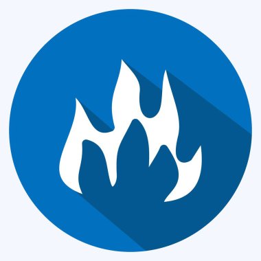 Simge Yanıcı. Güvenlik sembolü için uygun. Uzun gölge tarzı. Basit dizayn edilebilir. tasarım şablonu. Basit resimleme