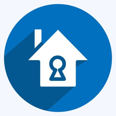 İkon Sigortası. Güvenlik sembolü için uygun. Uzun gölge tarzı. Basit dizayn edilebilir. tasarım şablonu. Basit resimleme