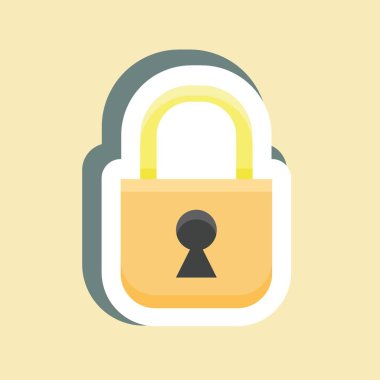 Çıkartma kilitli. Güvenlik sembolü için uygun. Basit dizayn edilebilir. tasarım şablonu. Basit resimleme