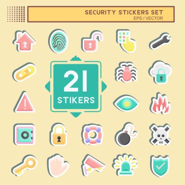 Çıkartma Güvenliği Ayarla. Eğitim sembolü için uygun. Basit dizayn edilebilir. tasarım şablonu. Basit resimleme