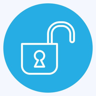 Simge açıldı. Güvenlik sembolü için uygun. Mavi gözlü. Basit dizayn edilebilir. tasarım şablonu. Basit resimleme