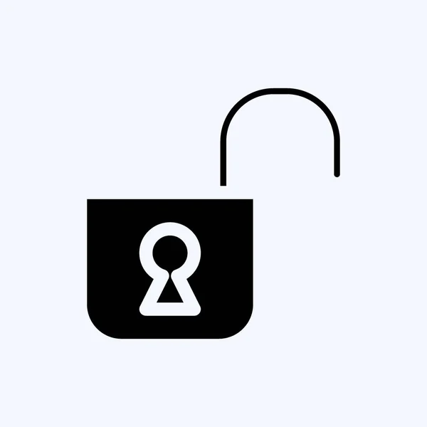 Icono Desbloqueado Adecuado Para Símbolo Seguridad Estilo Glifo Diseño Simple — Archivo Imágenes Vectoriales