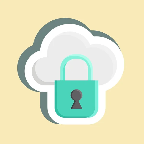 Aufkleber Private Cloud Geeignet Für Sicherheitssymbol Einfaches Design Editierbar Designvorlagenvektor — Stockvektor