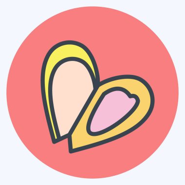 İkon midye. Deniz ürünleri sembolü için uygun. renk arkadaşı stili. Basit dizayn edilebilir. tasarım şablonu. Basit resimleme