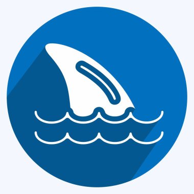 Simge Köpekbalığı Yüzgeçleri. Deniz ürünleri sembolü için uygun. Uzun gölge tarzı. Basit dizayn edilebilir. tasarım şablonu. Basit resimleme