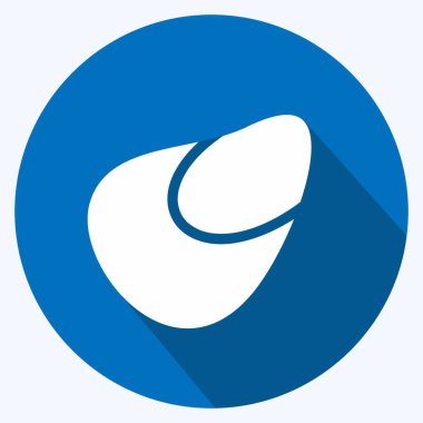 Icon istiridyesi. Deniz ürünleri sembolü için uygun. Uzun gölge tarzı. Basit dizayn edilebilir. tasarım şablonu. Basit resimleme