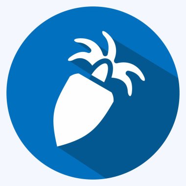 Simge mürekkep balığı. Deniz ürünleri sembolü için uygun. Uzun gölge tarzı. Basit dizayn edilebilir. tasarım şablonu. Basit resimleme