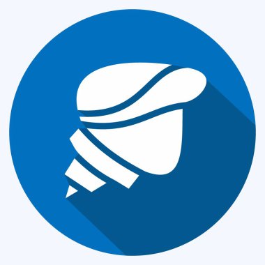 Simge Kutusu. Deniz ürünleri sembolü için uygun. Uzun gölge tarzı. Basit dizayn edilebilir. tasarım şablonu. Basit resimleme