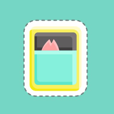 Etiket çizgisi sardalyayı kesti. Deniz ürünleri sembolü için uygun. Basit dizayn edilebilir. tasarım şablonu. Basit resimleme