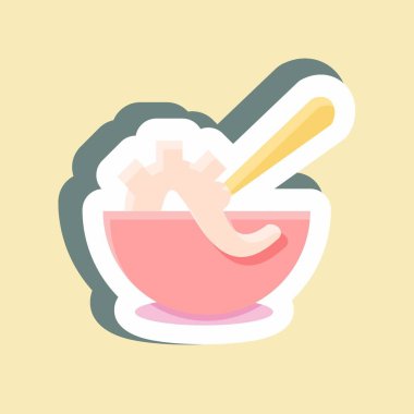 Etiketli deniz ürünleri çorbası. Deniz ürünleri sembolü için uygun. Basit dizayn edilebilir. tasarım şablonu. Basit resimleme