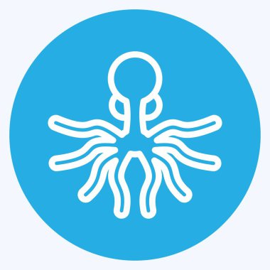 Icon Oktopus. Deniz ürünleri sembolü için uygun. Mavi gözlü. Basit dizayn edilebilir. tasarım şablonu. Basit resimleme