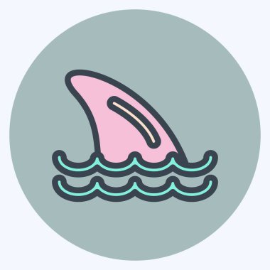 Simge Köpekbalığı Yüzgeçleri. Deniz ürünleri sembolü için uygun. renk arkadaşı stili. Basit dizayn edilebilir. tasarım şablonu. Basit resimleme