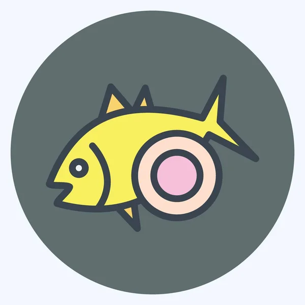 アイコン焼き魚 魚介類のシンボルに適しています カラーメイトスタイル シンプルなデザインを編集できます デザインテンプレートベクトル シンプルなイラスト — ストックベクタ