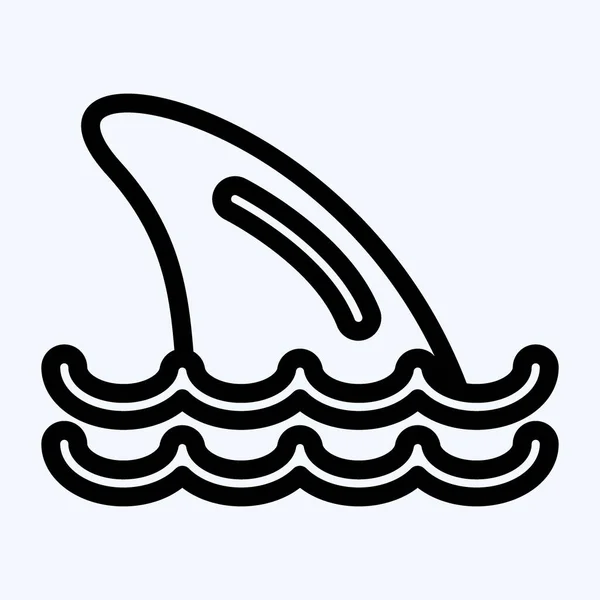 Icon Shark Fins Suitable Seafood Symbol Line Style Simple Design — Stock Vector