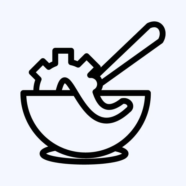 Icon Seafood Soup Подходит Символа Морепродуктов Стиль Линии Простой Дизайн — стоковый вектор