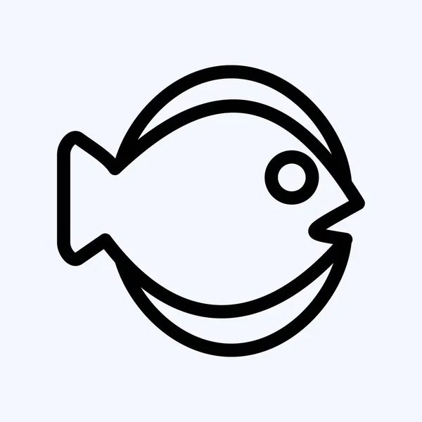 Icon Flat Fish Suitable Seafood Symbol Line Style Simple Design — Stock Vector