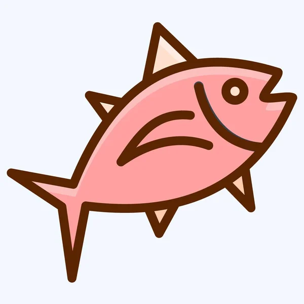 Icon Tuna 适用于海鲜标志 平坦的风格 简单的设计可以编辑 设计模板向量 简单的例子 — 图库矢量图片