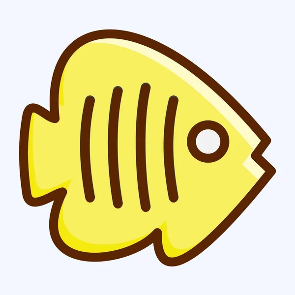 Icon Tropical Fish Suitable Seafood Symbol Flat Style Simple Design — Stock vektor