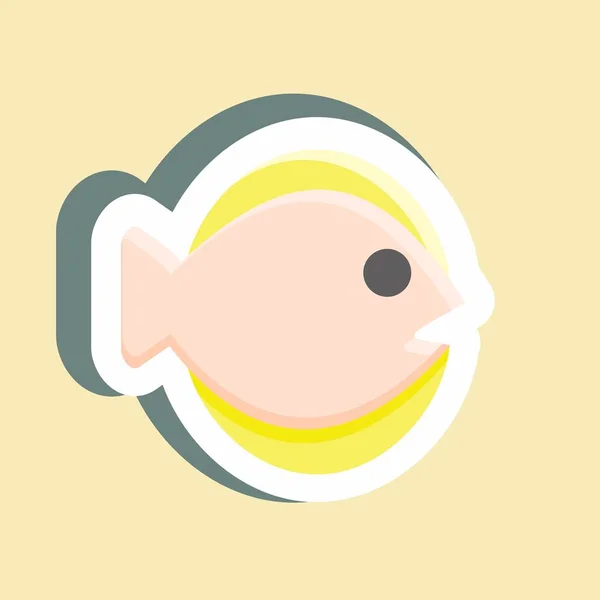 Aufkleber Flachfisch Vorhanden Geeignet Für Meeresfrüchte Symbol Einfaches Design Editierbar — Stockvektor