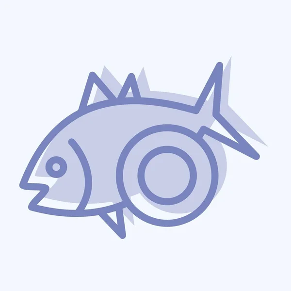 Icône Poisson Cuit Four Adapté Symbole Des Fruits Mer Style — Image vectorielle