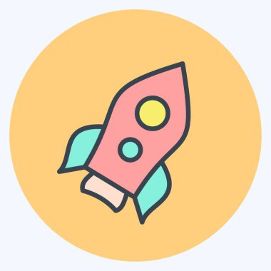 Simge Fırlatma. Başlangıç simgesi için uygun. renk arkadaşı stili. Basit dizayn edilebilir. tasarım şablonu. Basit resimleme