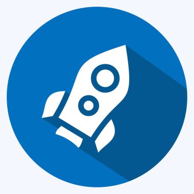 Simge Fırlatma. Başlangıç simgesi için uygun. Uzun gölge tarzı. Basit dizayn edilebilir. tasarım şablonu. Basit resimleme