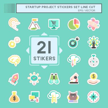 Çıkartma hattı kes Başlangıç Projesini ayarla. Başlangıç simgesi için uygun. Basit dizayn edilebilir. tasarım şablonu. Basit resimleme