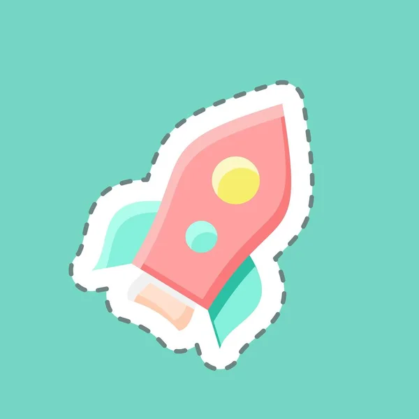 Sticker Line Cut Launch Suitable Startup Symbol Simple Design Editable — Image vectorielle