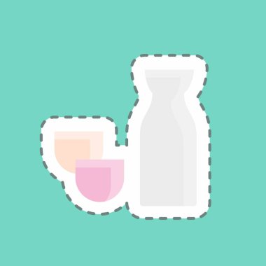 Çıkartma çizgisi Sake 'i kesti. Japon sembolü için uygun. Basit dizayn edilebilir. tasarım şablonu. Basit resimleme