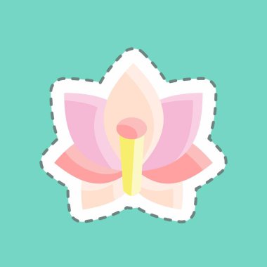 Çıkartma çizgisi Lotus 'u kesti. Japon sembolü için uygun. Basit dizayn edilebilir. tasarım şablonu. Basit resimleme