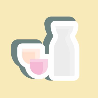 Çıkartma Sake. Japon sembolü için uygun. Basit dizayn edilebilir. tasarım şablonu. Basit resimleme