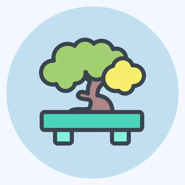 Icon Bonsai Suitable Japanese Symbol Color Mate Style Simple Design — Stok Vektör