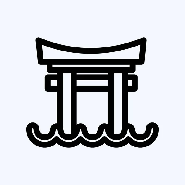 Ikone Torii Tor Passend Für Japanische Symbole Linienstil Einfaches Design — Stockvektor