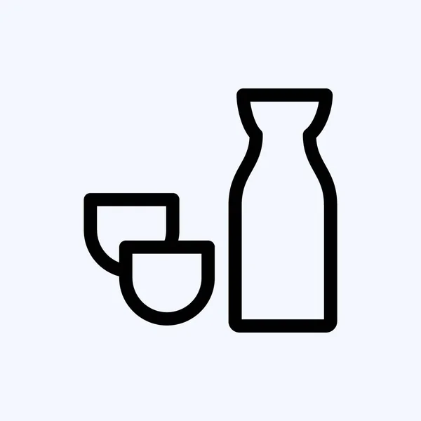 Ikon Sake Lämplig För Japansk Symbol Linje Stil Enkel Design — Stock vektor