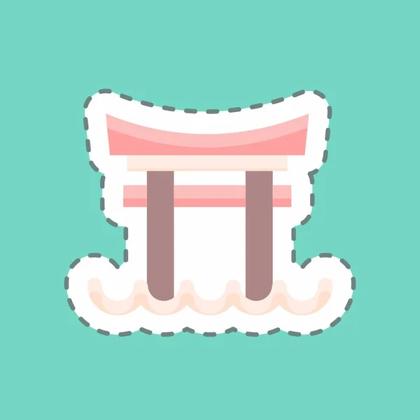 Sticker Line Cut Torii Gate Suitable Japanese Symbol Simple Design — Image vectorielle