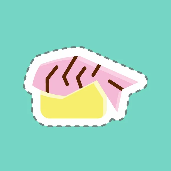 Sticker Line Cut Sushi Suitable Japanese Symbol Simple Design Editable — ストックベクタ