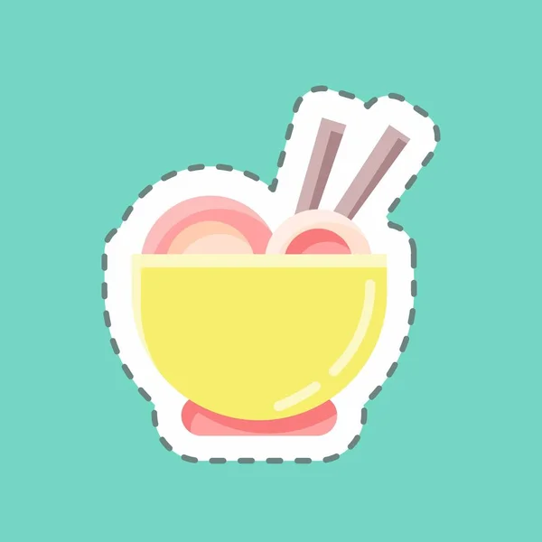 Sticker Line Cut Ramen Suitable Japanese Symbol Simple Design Editable — Archivo Imágenes Vectoriales