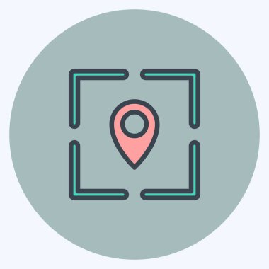 Simge konumu. Marka sembolü için uygun. renk arkadaşı stili. Basit dizayn edilebilir. tasarım şablonu. Basit resimleme