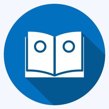 Simge okuma. Eğitim sembolü için uygun. Uzun gölge tarzı. Basit dizayn edilebilir. tasarım şablonu. Basit resimleme