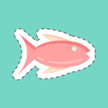 Etiket, Balıkçılık 'ı kesti. Eğitim sembolü için uygun. Basit dizayn edilebilir. tasarım şablonu. Basit resimleme