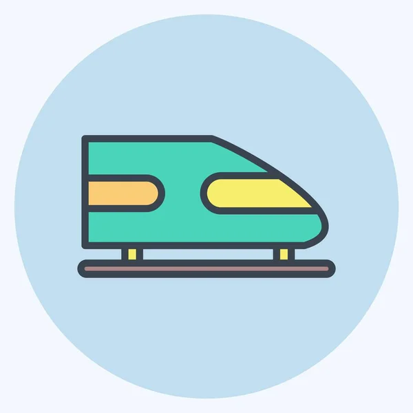 Icon Rail Transport Suitable Education Symbol Color Mate Style Simple — Vector de stock