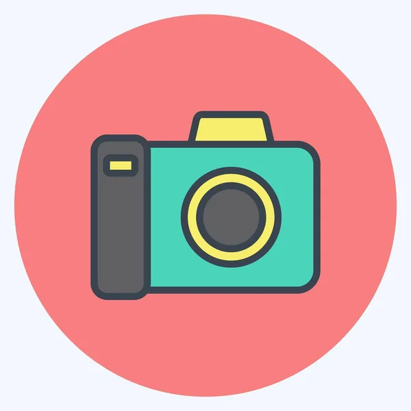 Icono Fotografía Adecuado Para Símbolo Educación Estilo Mate Color Diseño — Vector de stock