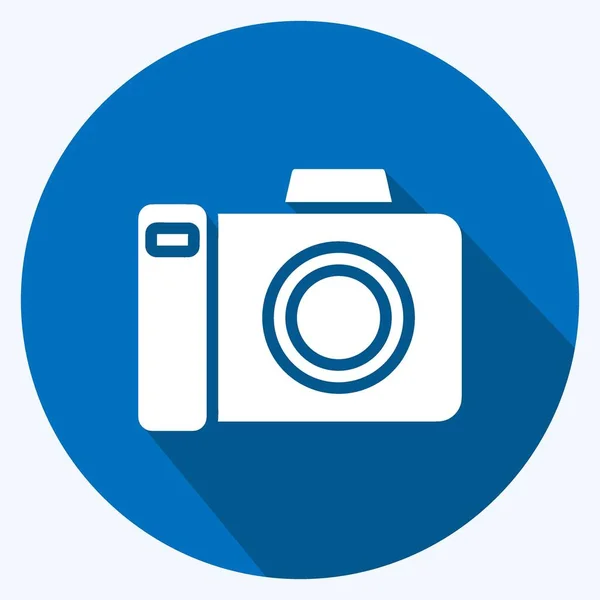 Icon Photography Suitable Education Symbol Long Shadow Style Simple Design — Archivo Imágenes Vectoriales